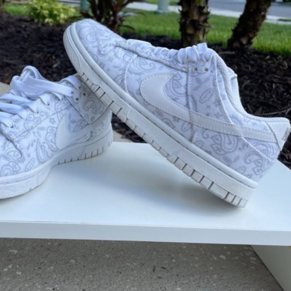 White Paisley Dunks